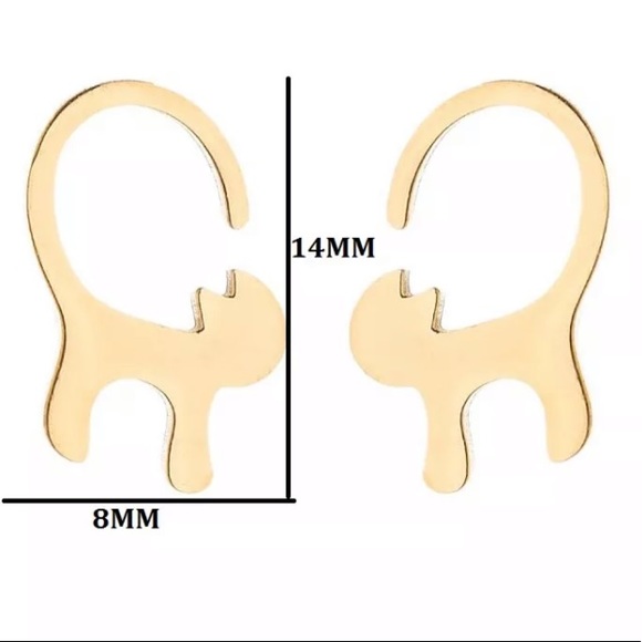 Stainless Steel Cat 🐈 Stud Earrings - Picture 2 of 2